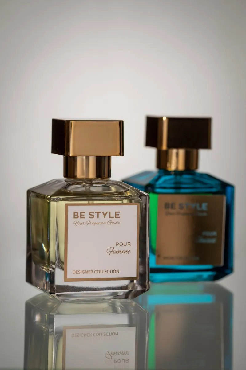 Luxury perfume product photography — crystal bottle with dramatic sidelight on marble