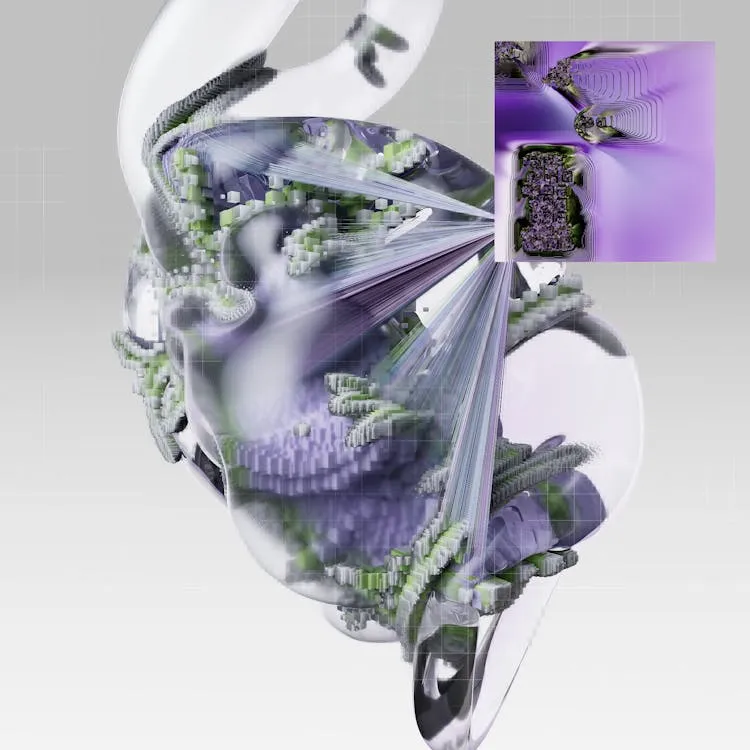 Abstract AI-generated digital art with colorful geometric patterns and flowing shapes.